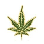 Clayton Jewelry Labs Marijuana Weed Leaf Enamel Lapel Pin (Gold Metal and Green Enamel)