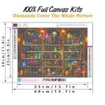 Apcufir Bookshelf Diamond Painting Kits for Adults,Goth Witchy Diamond Art Kits for Beginner Full Round Drill,Trippy Paintings Magical Book Diamond Dots for Home Wall Decor 12X16 Inch
