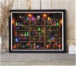 Apcufir Bookshelf Diamond Painting Kits for Adults,Goth Witchy Diamond Art Kits for Beginner Full Round Drill,Trippy Paintings Magical Book Diamond Dots for Home Wall Decor 12X16 Inch