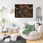 Apcufir Bookshelf Diamond Painting Kits for Adults,Goth Witchy Diamond Art Kits for Beginner Full Round Drill,Trippy Paintings Magical Book Diamond Dots for Home Wall Decor 12X16 Inch