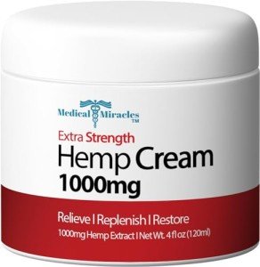 Medical Miracles Hemp Relief Cream - Ideal for HIPS, Joints, Neck, Back, Elbows, Fingers, Hands, and Knees Proudly Made in USA (1000mg) Now New 4OZ Size
