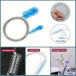 Set of 12 Tube Pipe Cleaners Kit - for Cleaning Narrow Neck Bottle, Curved Glass Tube, Hard-to-Reach Crevices,17” Long Handle Brush,8.2” Multi-Diameters Brushes,35” Flexible Dual-Head Cleaner