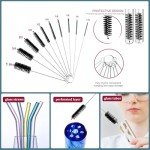 Set of 12 Tube Pipe Cleaners Kit - for Cleaning Narrow Neck Bottle, Curved Glass Tube, Hard-to-Reach Crevices,17” Long Handle Brush,8.2” Multi-Diameters Brushes,35” Flexible Dual-Head Cleaner