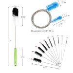 Set of 12 Tube Pipe Cleaners Kit - for Cleaning Narrow Neck Bottle, Curved Glass Tube, Hard-to-Reach Crevices,17” Long Handle Brush,8.2” Multi-Diameters Brushes,35” Flexible Dual-Head Cleaner