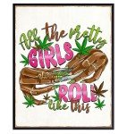 Smoking Marijuana Wall Decor for Women - Trippy Poster Stoner Room Decor, Weed Decorations for Women, Black Girl Smoking Weed, Groovy Pothead, African American - Cannabis Hippie Psychedelic Wall Art