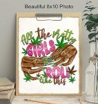 Smoking Marijuana Wall Decor for Women - Trippy Poster Stoner Room Decor, Weed Decorations for Women, Black Girl Smoking Weed, Groovy Pothead, African American - Cannabis Hippie Psychedelic Wall Art