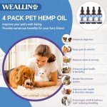 WEALLIN Hemp Oil for Dogs and Cats - Omega-3, 6, 9 Rich Organic Extract - Eases Pet Anxiety, Pain, Skin & Coat Health - Stress Relief, Hip & Joint Support - Calming Treats (4 Pack)