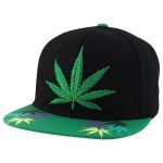 Trendy Apparel Shop Rasta Marijuana Leaf Weed 3D Embroidered Flat Bill Snapback Cap - Black Kelly Green 3