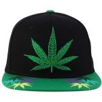 Trendy Apparel Shop Rasta Marijuana Leaf Weed 3D Embroidered Flat Bill Snapback Cap - Black Kelly Green 3