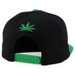 Trendy Apparel Shop Rasta Marijuana Leaf Weed 3D Embroidered Flat Bill Snapback Cap - Black Kelly Green 3