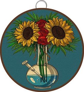 Allijune Sunshine Poster, Cannabis Bong, Water Pipe, Stoner Decor, Hippie Decor, Vintage Cannabis Art, Weed Poster Print. Metal Sign Tin,Wall Art Decorative Crafts,Round Metal Tin Sign 6 X 6 Inch
