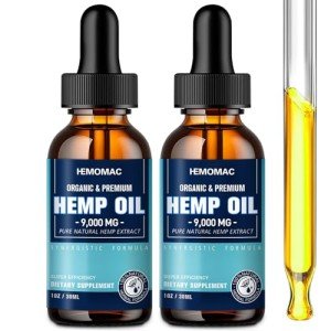 HEMOMAC Hemp Oil High Potency - Maximum Strength Natural Hemp Drops for Sleep Anxiety, Pain Relief, Organic Tincture with Vegan, Non-GMO（2-Pack）