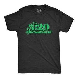 Mens It's 4:20 Somewhere T Shirt Funny Marijuana Weed Smoking Novelty Tee Funny T Shirts 420 Apparel for Men Novelty Tees for Guys Black XL