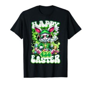 Happy 420 Easter Day Bunny Smoking Weed Marijuana Funny 420 T-Shirt