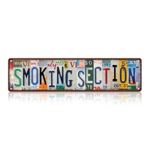 Vintage Smoking Section Wall Decor Street Signs Metal Tin Signs 16 x 4 Inches