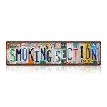 Vintage Smoking Section Wall Decor Street Signs Metal Tin Signs 16 x 4 Inches