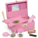 OZCHIN Large Bamboo Box with Combination Lock Decorative box for Home Great Gift Choice Storage Lockbox with Storage Jar, Tray, Resealable Bags and More (Pink)