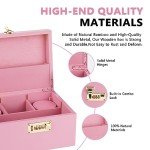 OZCHIN Large Bamboo Box with Combination Lock Decorative box for Home Great Gift Choice Storage Lockbox with Storage Jar, Tray, Resealable Bags and More (Pink)