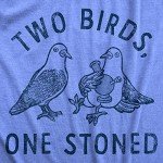 Mens Two Birds One Stoned T Shirt Funny 420 Weed Smoking Pigeon Saying Joke Tee for Guys Funny T Shirts 420 Apparel for Men Cool Animal Apparel Novelty Light Blue XL