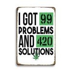 YOYI ART Funny Metal Weed Signs - Vintage Tin Signs for Man Cave Decor, Stoner Signs for Garage, Home Bar, Basement, Bedroom and Garden Wall Decor Art, Cool Gifts for Men, 8 x 12 Inch