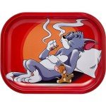 Stogre Rolling Tray - Durable 7"" x 5.5"" Cat and Mouse Funny Metal Cigarette Rolling Tray/Ashtray for Papers and Wraps - Roll with Style and No More Spills, Red, STGRT001
