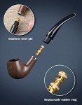 Joyoldelf Tobacco Pipe Set, Short Handle Curved Smoking Pipe with Foldable Pipe Stand Holder, Pipe Starter Kit for Beginner with Gift Box and Accessories