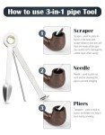 Joyoldelf Tobacco Pipe Set, Short Handle Curved Smoking Pipe with Foldable Pipe Stand Holder, Pipe Starter Kit for Beginner with Gift Box and Accessories