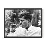 HAUS AND HUES JFK Smoking Wall Art for Men - Cool Posters for Guys Bedroom, Trippy Posters and Prints for Wall Decor, Weed Art for College Dorm, John F Kennedy Stoner Prints (Unframed 12x16)