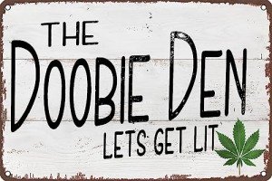 Metal Signs Marijuana Decor Weed Sign Marijuana Gifts Tin Sign Wall Art for Man Cave Garage Yard Bar Club Decoration 12x8 inch