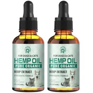2 Pack Hemp Oil for Dogs and Cats - Anxiety Stress Sleep Allergies Arthritis Seizures Pain Relief - Promotes Skin Hip Joint Health - Calming Drops for Aggressive Pets