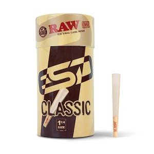 RAW Classic 1-1/4 Slow Burning Pre-Rolled Cones - 100 Pack with Tips & Packing Tubes Included