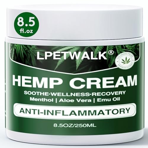 LPETWALK 8.5 oz Hemp Cream Maximum Strength - Natural Instant Hemp Cream with Hemp, Arnica, Turmeric - All-Natural Formula