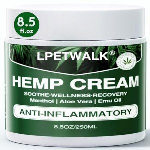 LPETWALK 8.5 oz Hemp Cream Maximum Strength - Natural Instant Hemp Cream with Hemp, Arnica, Turmeric - All-Natural Formula