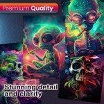 bqw Alien Smoking Weed Poster – 17x11 Inch Unframed Trippy Stoner Wall Art for Dorm Room, Man Cave, or 420 Decor | Funny Marijuana Alien Print Gift for Potheads & Cannabis Enthusiasts