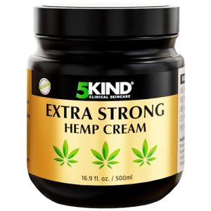 5kind Extra Strong Hemp Cream 16.9 fl oz- Hemp Cream Maximum Strength - Natural Soothing Relief Joint Cream - Muscle Rub for Lower Back, Joints, Neck, Knees & Shoulders - Maximum Strength Hemp Cream