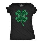 Womens Clover Made of Pot Leaves T Shirt Funny St Pattys Day 420 Lovers Weed Joke Tee for Ladies Funny T Shirts Saint Patrick's Day Tops for Women Cool 420 Black - XL