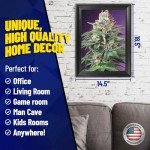 Trippy Marijuana Weed Hippie Plant 3D Poster Wall Art Decor Framed Print | 12x16 inches | Purple Kush Psychedelic Pot Leaf Lenticular Posters & Pictures