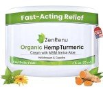 Zenrenu Organic Hemp Turmeric Joints & Muscle Cream with Arnica, MSM, Hemp Oil Extract, & 7 Essential Oils - Non Greasy & Fast Absorbing for Back, Neck, Elbows, Knees, & Hip 4 oz