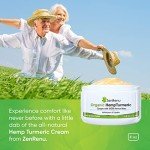 Zenrenu Organic Hemp Turmeric Joints & Muscle Cream with Arnica, MSM, Hemp Oil Extract, & 7 Essential Oils - Non Greasy & Fast Absorbing for Back, Neck, Elbows, Knees, & Hip 4 oz