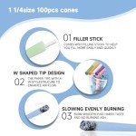100 PACK Colorful Pre Rolled Cones| King Size Rolling Paper Cone with Loader and Packing Sticks