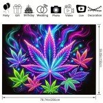 BlissYard Weed Blacklight UV Reactive Tapestry Neon Cannabis Leaf Wall Tapestry Smoking Cannabis Leaf Black Light Glow in The Dark Party Backdrop Art Poster for Men Room Bedroom Decor 59 X 78 inch