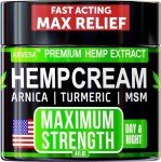 Hemp Cream Maximum Strength - Soothing Relief for Back, Neck, Feet & Nerves, Hands, Muscle and Joint Support - All-Natural Formula - Hemp Oil Gel Rub with MSM - Glucosamine, Turmeric, Arnica - 4 FL OZ