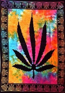 ANJANIYA Marijuana Weed Leaf Psychedelic Tapestry Hempest Ganja Leaves Poster Small Cannabis Hippie Rasta Tapestry Poster 40x30 inches Bohemian Wall Hanging Art Black Boho Hippie Cotton Dorm Decor