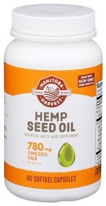 Manitoba Harvest Hemp Seed Oil Softgels, 2,475mg of Plant Based Omegas 3,6 & 9 per serving including GLA, Fish Oil Alternative, 60 Count (Pack of 1) Packaging May Vary