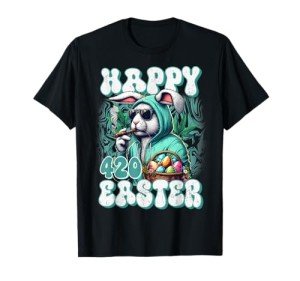 Happy 420 Easter Funny Smoking Easter Bunny Men Women T-Shirt