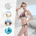 Rasta Cannabis Weed Marijuana Leaf Leaves White Tie Dye Colored Bikini Set for Women - Two Piece Swimsuits Sexy Swimwear - Thong String Lace up Bathing Suit
