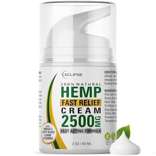 Hemp Cream by Eclipse - Help Support Relieve Discomfort in Knees, Joints, and Lower Back - Natural Hemp Extract Cream - Made in USA - 1 Pack