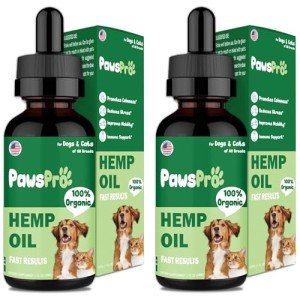 PawsPro Hemp Oil for Dogs and Cats - Helps Pets with Anxiety, Stress, Sleep - Calming Drops for Pet - Support Hip and Joint Health - Fast Results (2 Pack)