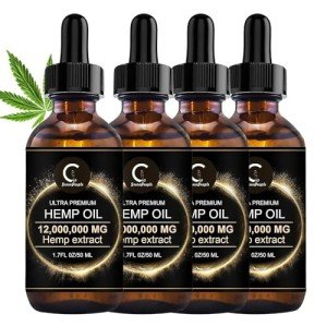 GPGP GreenPeople Natural Hemp Oil Extract, Immune System Support, Focus Calm, Stress, Mood, Rich in Omega 3&6&9 Fatty Acids(4Pack)