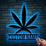 Personalized Weed Metal Wall Art With LED Lights, Marijuana Sign Decoration, Culture Smoke Weed Leaf. Wall Hanging Home Decor Birthday Xmas Gift